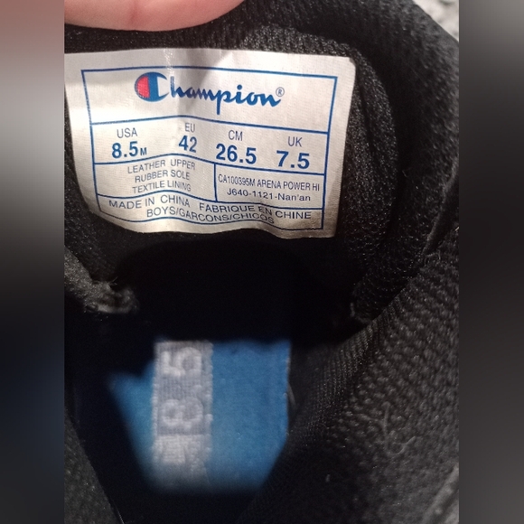 Men's Champion Arena Power HI Black Lifestyle Sneakers Size 8.5 **EUC** - Picture 9 of 9